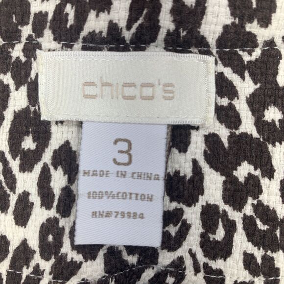 Chicos Womens XL 3 Open Front Jacket Artsy Leopard Floral Multicolor Cottagecore - Picture 5 of 7